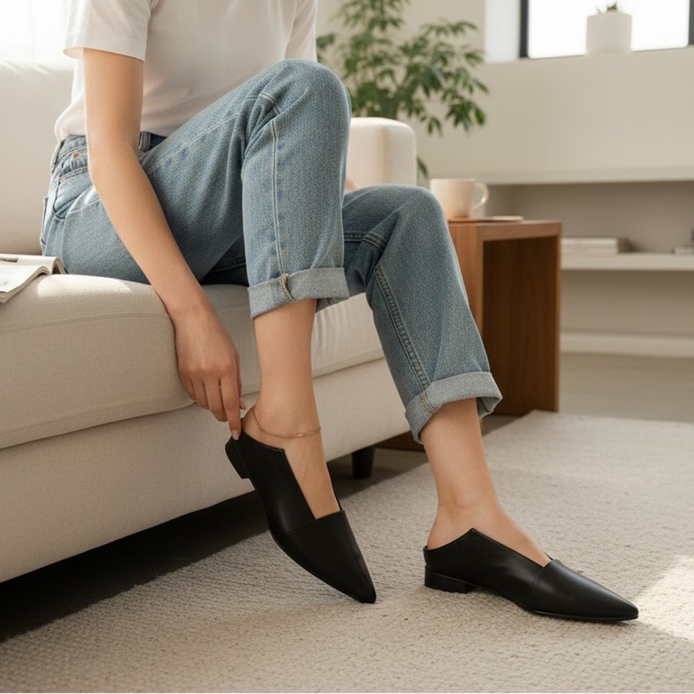 Thakoon Kitten Heel Mules in black leather
